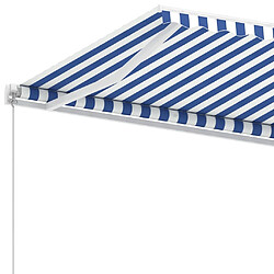 Maison Chic Auvent manuel rétractable,Store manuel de porte sur pied 300x250 cm Bleu/Blanc -GKD73005 pas cher