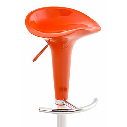 Decoshop26 Tabouret de bar x1 avec repose-pieds assise pivotante en plastique orange et métal chromé 10_0005371