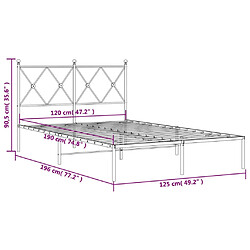 Vidaxl Cadre de lit métal avec tête de lit blanc 120x190 cm pas cher