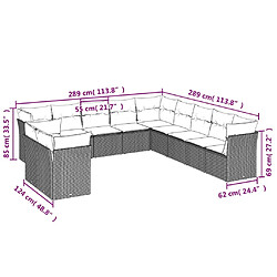 Avis Maison Chic Salon de jardin 11 pcs avec coussins | Ensemble de Table et chaises | Mobilier d'Extérieur beige résine tressée -GKD14894