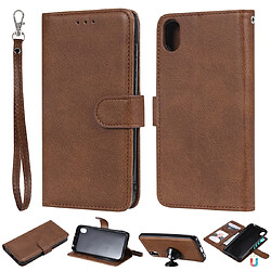 Wewoo Housse Coque Pour Huawei Honor 8s / Y5 2019 Étui de protection à rabat horizontal de couleur unie avec support et fentes cartes et portefeuille et cadre photo et lanière marron