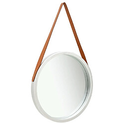 Maison Chic Miroir mural avec sangle | Miroir Décoration pour Maison Salle de Bain 50 cm Argenté -GKD73149