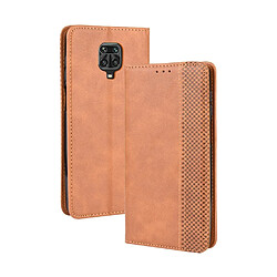 Etui en PU vintage auto-absorbé avec support marron pour votre Xiaomi Redmi Note 9 Pro/Pro Max/Note 9S