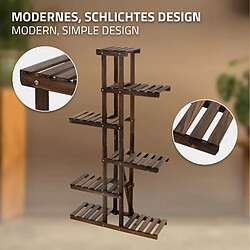 Avis ML DESIGN MODERN LIVING Étagère à fleurs bois marron carbonisé rangement 6 niveaux support de pot salon