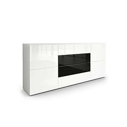 Mpc Buffet Moderne Blanc Mat Façades Laquées Noir Et Blanc 72 X 166 X 35