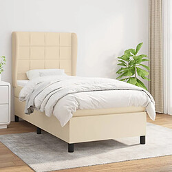 vidaXL Sommier à lattes de lit avec matelas Crème 90x200 cm Tissu