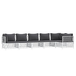 Avis Maison Chic Salon de jardin 6 pcs avec coussins - Table et chaises d'extérieur - Mobilier/Meubles de jardin Moderne blanc acier -MN53210