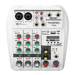 Table De Mixage Audio USB 4 Canaux Console De Mixage Carte Son Petite Table De Mixage Blanc