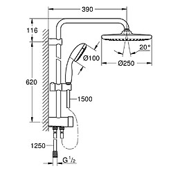 GROHE - Ensemble de douche avec inverseur Vitalio Start 250 chrome