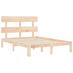 Acheter Vidaxl Cadre de lit avec tête de lit 140x190 cm bois massif