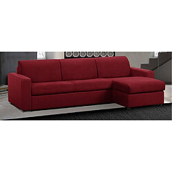 Inside 75 Canapé d'angle réversible EXPRESS MASTER COUCHAGE 160cm MATELAS 18CM tweed rouge