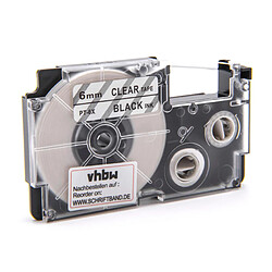 Cassette à ruban vhbw 6mm pour Casio CW-L300, KL-100E, KL-120, KL-1500, KL-200E, KL-300, KL-60, KL-7000, KL-70E. Remplace:XR-6X, XR-6X1.