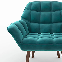 Rendez Vous Deco Fauteuil Simba en velours bleu canard pas cher