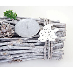 Acheter Mendler Couronne de l'avent, bois, 60x16x9cm, blanc-gris ~ bougies blanches