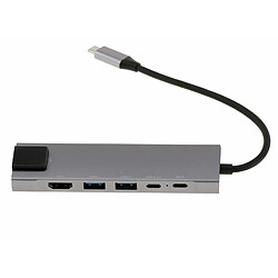 Kalea-Informatique Adaptateur aluminium USB C vers HDMI Réseau LAN RJ45 Gigabit et Hub USB C Power Delivery