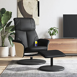 vidaXL Fauteuil inclinable de massage avec repose-pied noir similicuir