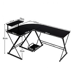 Avis Helloshop26 Bureau d'angle en forme l détachable avec support pour moniteur 147 x 112 x 75 cm noir 20_0004818