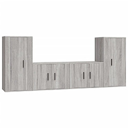 vidaXL Ensemble de meubles TV 4 pcs Sonoma gris Bois d'ingénierie