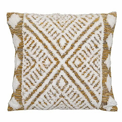 Coussin Déco Tufté Miska 45x45cm Ivoire & Ocre