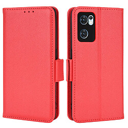 Etui en PU texture litchi avec support, rouge pour votre Oppo Reno7 5G (Global)/Find X5 Lite