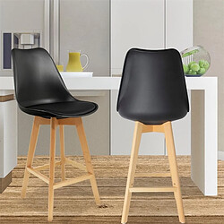 The Home Deco Factory Tabouret de bar en bois scandinave Home Factory - H. 105 cm - Noir pas cher