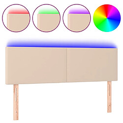 Maison Chic Tête de lit scandinave à LED,meuble de chambre Cappuccino 144x5x78/88 cm Similicuir -MN31673