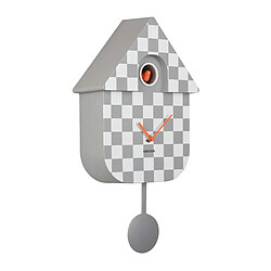 Karlsson Horloge murale moderne Cuckoo Checker gris et blanc. Horloge murale moderne Cuckoo Checker gris et blanc