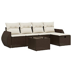 vidaXL Salon de jardin avec coussins 6 pcs marron résine tressée