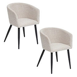 Atmosphera, Createur D'Interieur Atmosphera Lot de 2 fauteuils Aubin - Beige Lot de 2 fauteuils de table - Tissu matelassé - Cadre en acier - Design moderne - 55 x 55 x 76 cm