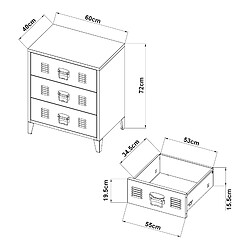 Helloshop26 Commode stylée meuble de rangement pratique métallique acier 72 x 60 x 40 cm blanc 03_0006836