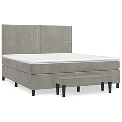 vidaXL Sommier à lattes de lit et matelas Gris clair 160x200cm Velours