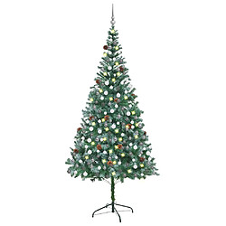 vidaXL Arbre de Noël artificiel pré-éclairé/boules pommes de pin 210cm