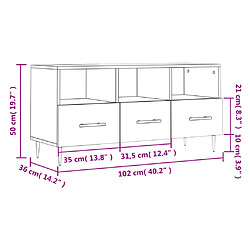 vidaXL Meuble TV gris béton 102x36x50 cm bois d'ingénierie pas cher