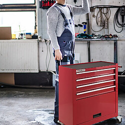 AREBOS Chariot D'Atelier Chariot à Outils 4 Tiroirs + Grand Compartiment Rouge