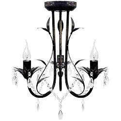 vidaXL Lustre métal noir style art nouveau + perles crystal 3 x E14 Ampoules