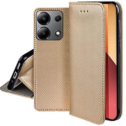 Htdmobiles Housse etui portefeuille avec coque interieure en silicone pour Xiaomi Redmi Note 13 Pro 4G / Poco M6 Pro 4G + film ecran - OR MAGNET