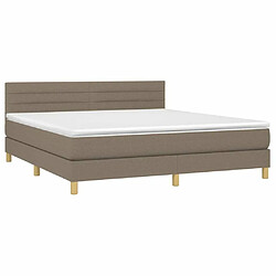 Avis Maison Chic Lit adulte- Lit + matelas,Sommier à lattes de lit avec matelas LED Taupe 160x200 cm Tissu -GKD73319