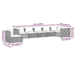 Acheter vidaXL Salon de jardin 7 pcs avec coussins Résine tressée Marron