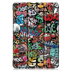 Etui en PU impression de modèle avec support tri-pliure graffiti de dessin animé pour votre Apple iPad 10.2 (2019)