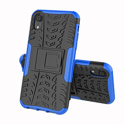 Wewoo Coque Pneu Texture TPU + PC Antichoc pour iPhone X / XS, avec support (Bleu)