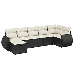 vidaXL Salon de jardin 7 pcs avec coussins noir résine tressée