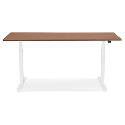 Avis Alterego Bureau assis debout électrique 'TRONIK' blanc avec plateau en bois finition Noyer - 140x70 cm