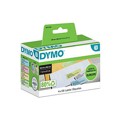 DYMO LabelWriter Boite de 4 rouleaux de 130 étiquettes adresse papier couleur 28mm x 89mm, Jaune, Rose, Bleu, Vert