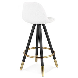 Acheter Alterego Tabouret snack mi-hauteur 'CLARISSE MINI' en tissu bouloché blanc et 4 pieds en bois noir