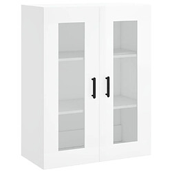 Maison Chic Lot de 2 Armoires murales,Meuble de Rangement,Armoire Suspendue blanc brillant bois d'ingénierie -MN36471 pas cher