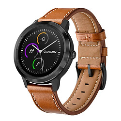 Bracelet en cuir véritable couche supérieure marron pour votre Garmin Vivoactive 3/Vivomove HR