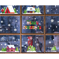 Avis 2PCS Stickers de Noël Noël Snow House House Snowman Stickers statiques Verre Fenêtre Décoration de Noël Stickers