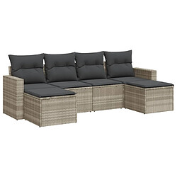 vidaXL Salon de jardin 6 pcs avec coussins gris clair résine tressée