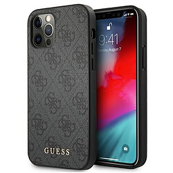 Guess Maroquinerie Guess 4G Metal Gold Logo - Coque pour iPhone 12 / iPhone 12 Pro (gris)