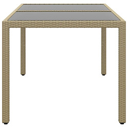 Avis Maison Chic Table de jardin | Table d'extérieur 150x90x75 cm Verre trempé/résine tressée Beige -GKD27933